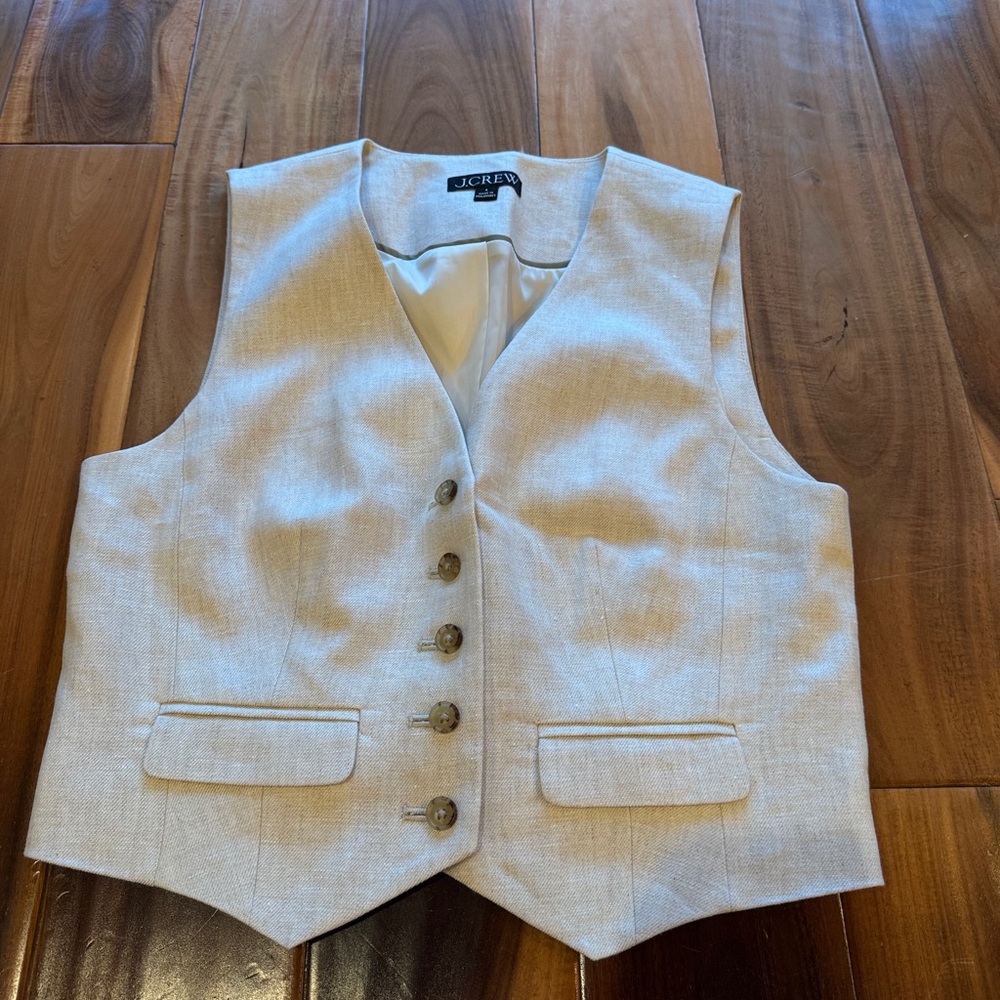J. Crew Cream Knit Top with Branded Neck Label